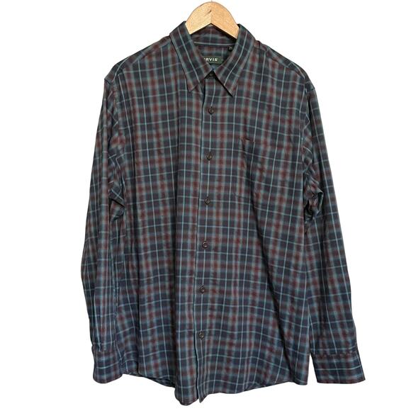 Orvis Shirt Plaid Button Up Soft Wool Blend Long‎ Sleeve Men’s Large EUC - Picture 1 of 9